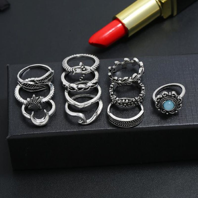 Bohemian Leaf Starfish Set Bague Ensemble 11 pièces