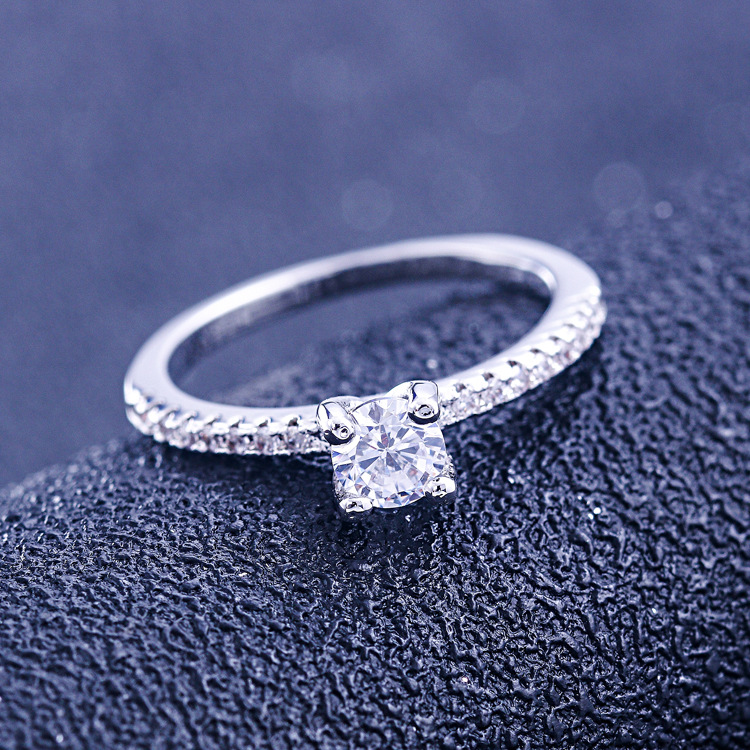 Simple Round Cut Sterling Silver Ring-TL-Juri Elle