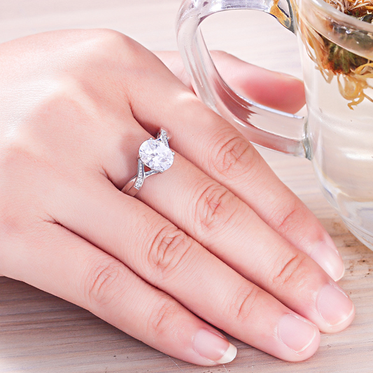 Vantage Oval Cut Sterling Silver Ring-TL-Juri Elle