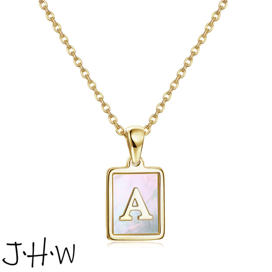 J·H·W Collier Initiale Plaqué Or 14K pour Femme