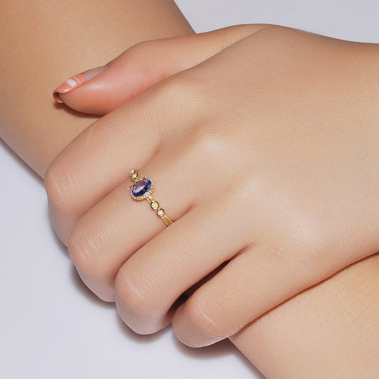 Juri Elle Purple Tanzanite Sterling Silver Ring With Pearls-DL-Juri Elle