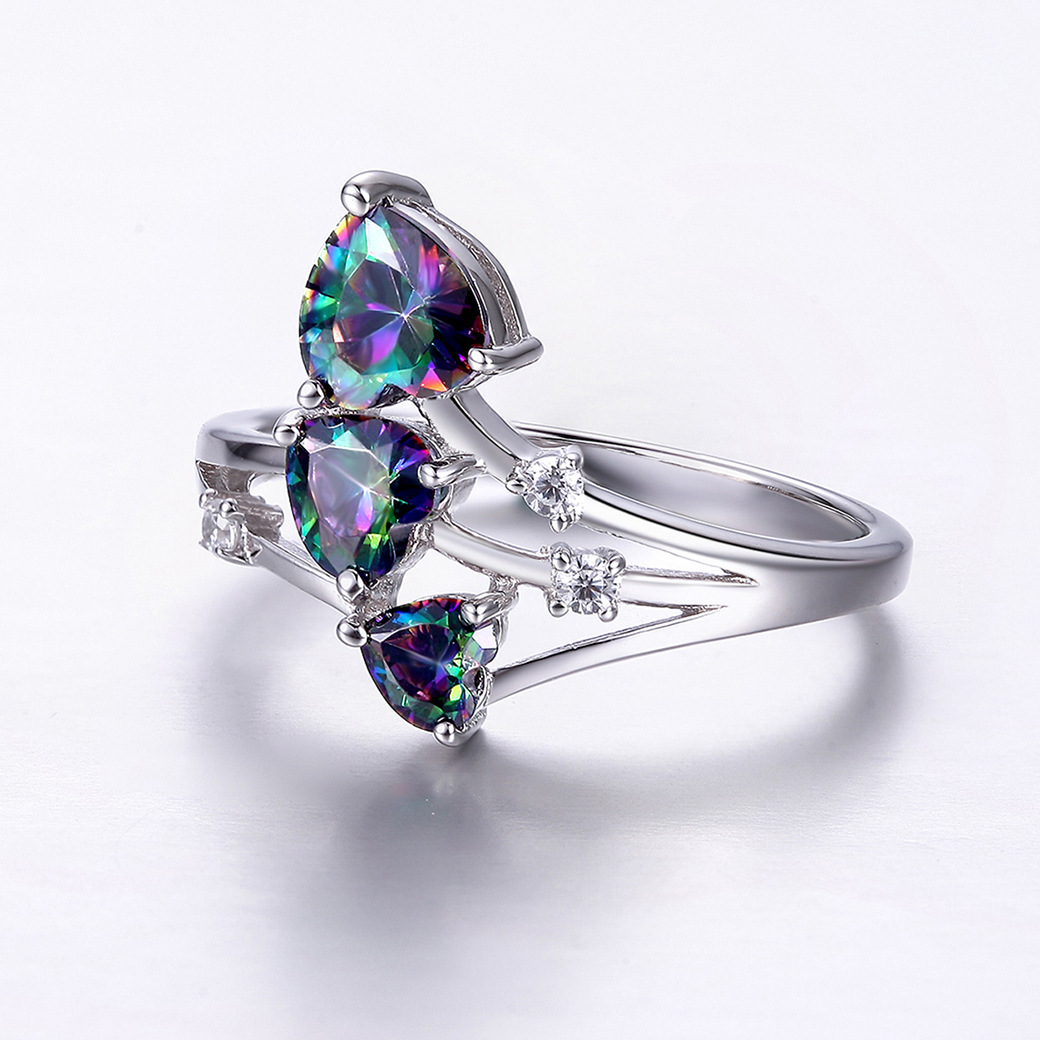 Three Heart Cut Sterling Silver Ring-ZX-Juri Elle