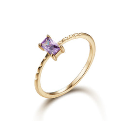 Single Purple Diamond Sterling Silver Ring-DL-Juri Elle