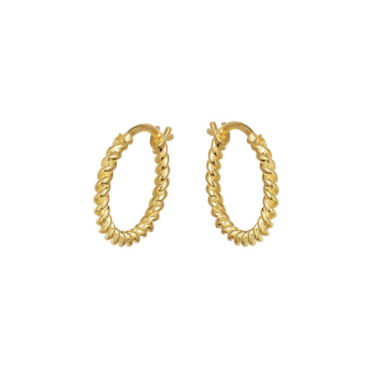 Simple Twist Sterling Silver Plated Gold Earring