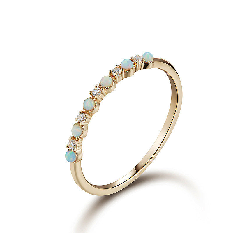 Six Opal Stones Sterling Silver Ring-DL-Juri Elle