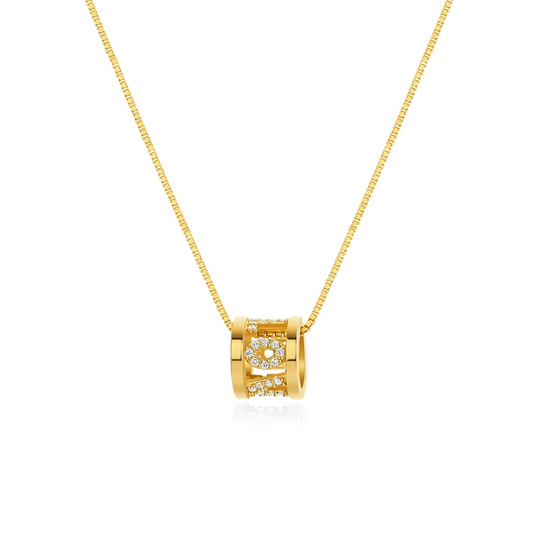Endless Love Round Cut Silver Plated 14K Rose Gold Necklace