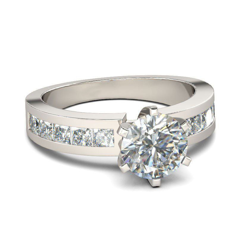 Invisible Setting Round Cut Sterling Silver Ring-JE-Juri Elle
