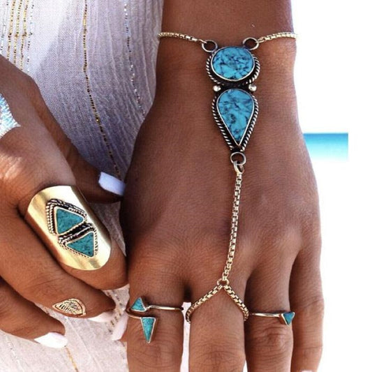 Bohemian Turquoise Finger Bracelet
