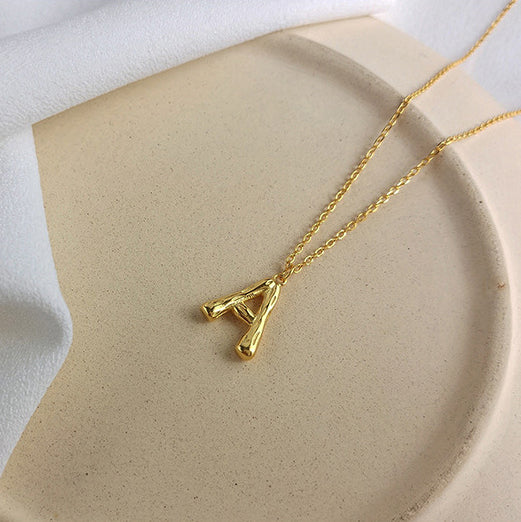 Letter A Sterling Silver Plated Gold Necklace