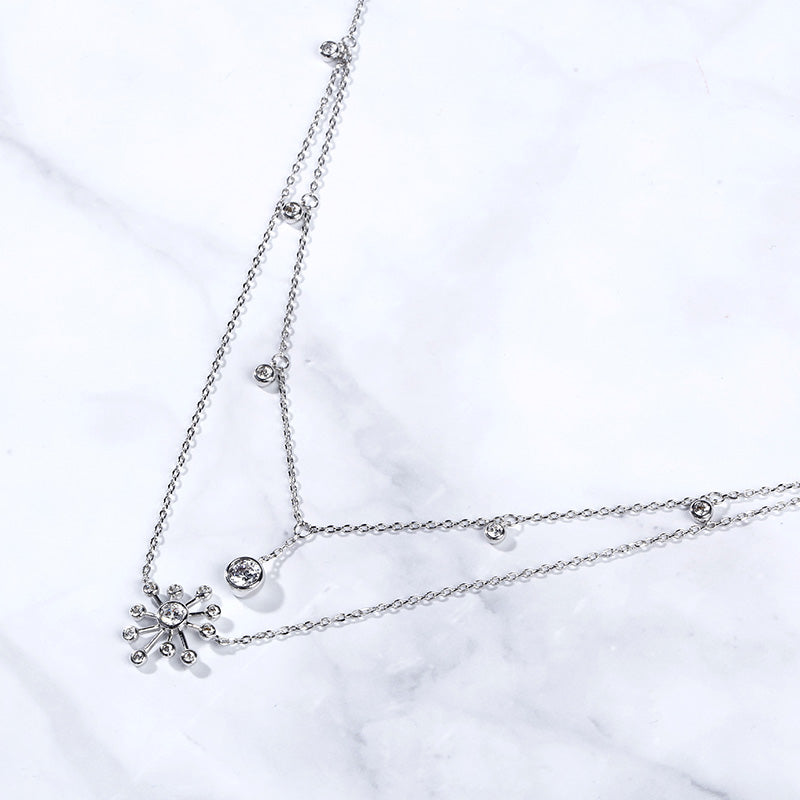 Layered Dandelion Sterling Silver Necklace-JE-Juri Elle