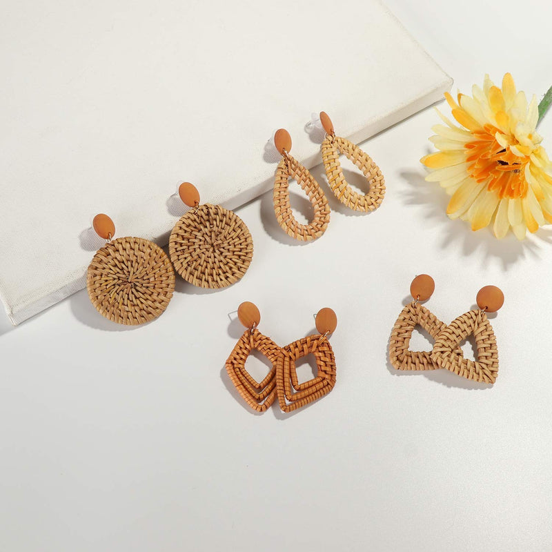 Rattan Dangle Earrings for Women
