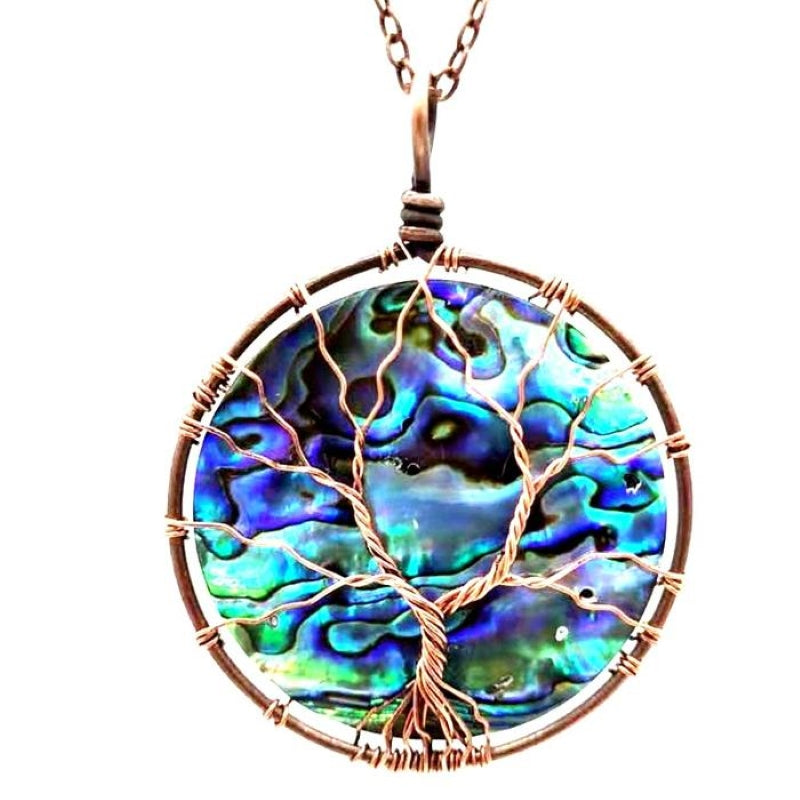 Bohemian Natural Shell Tree Of Life Necklace