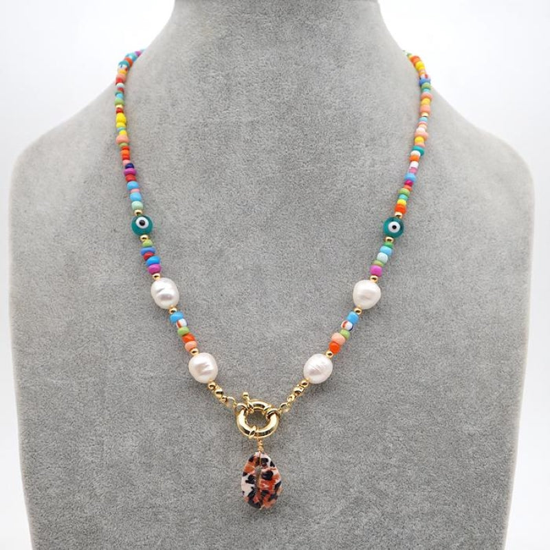 Bohemian Natural Pearl Shell Color Necklace