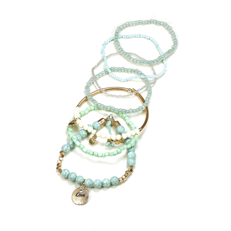 SEARIPE 3 Pcs Beaded Bracelets Set Tree Charm Jewelry Boho Multilayer  Stackable Bracelets for Women Girls Coffee 
