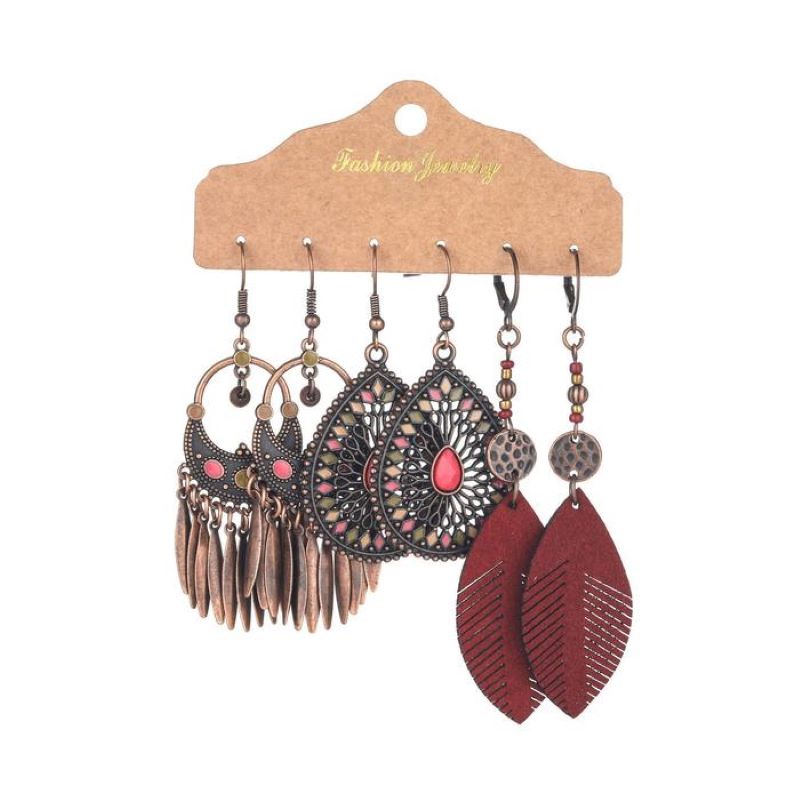 Bohemian Metal Tassel Earrings 3 Sets
