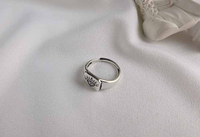 Heart Sun Eye Sterling Silver Ring