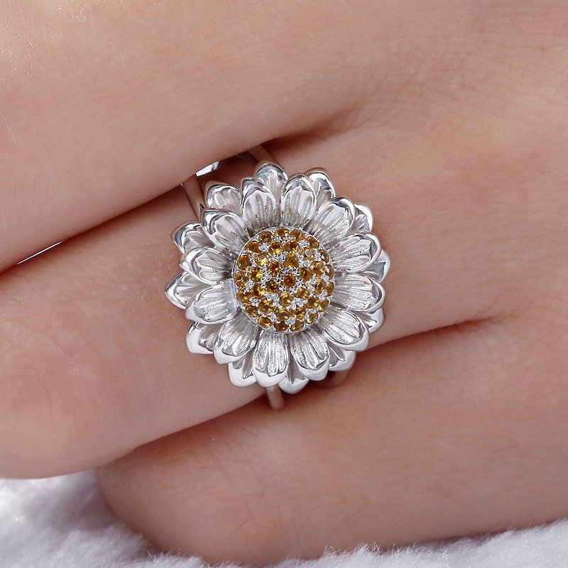 Sunflower Sterling Silver Ring-JE-Juri Elle