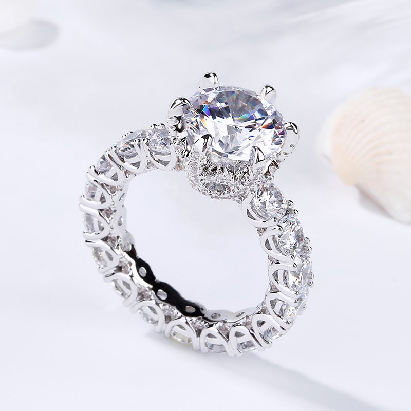Round Cut Eternity Sterling Silver Ring-JE-Juri Elle
