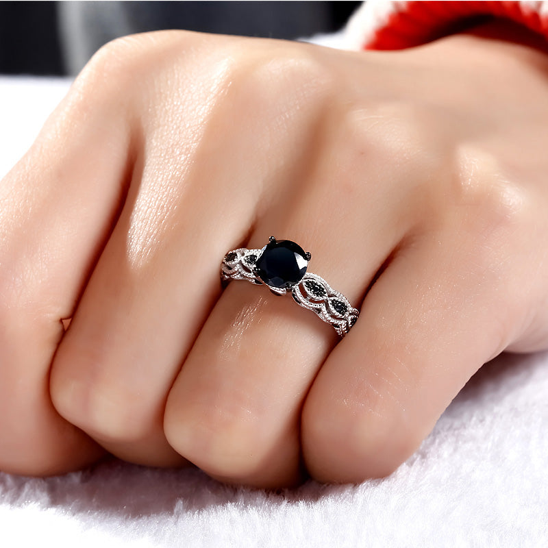 Vintage Milgrain Round Cut Sterling Silver Ring-JE-Juri Elle