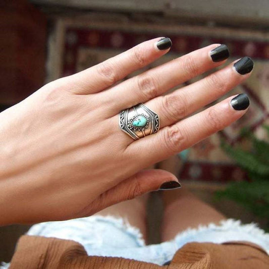 Bohemian Wind Turquoise Irregular Ring