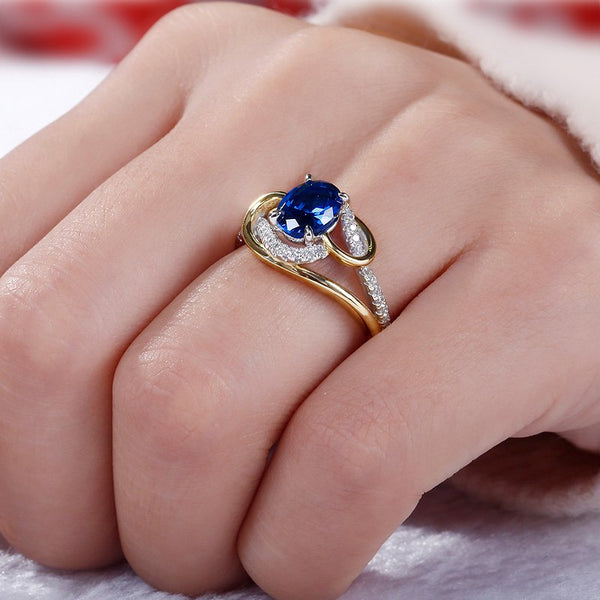 Two Tone Oval Cut Sterling Silver Ring-JE-Juri Elle