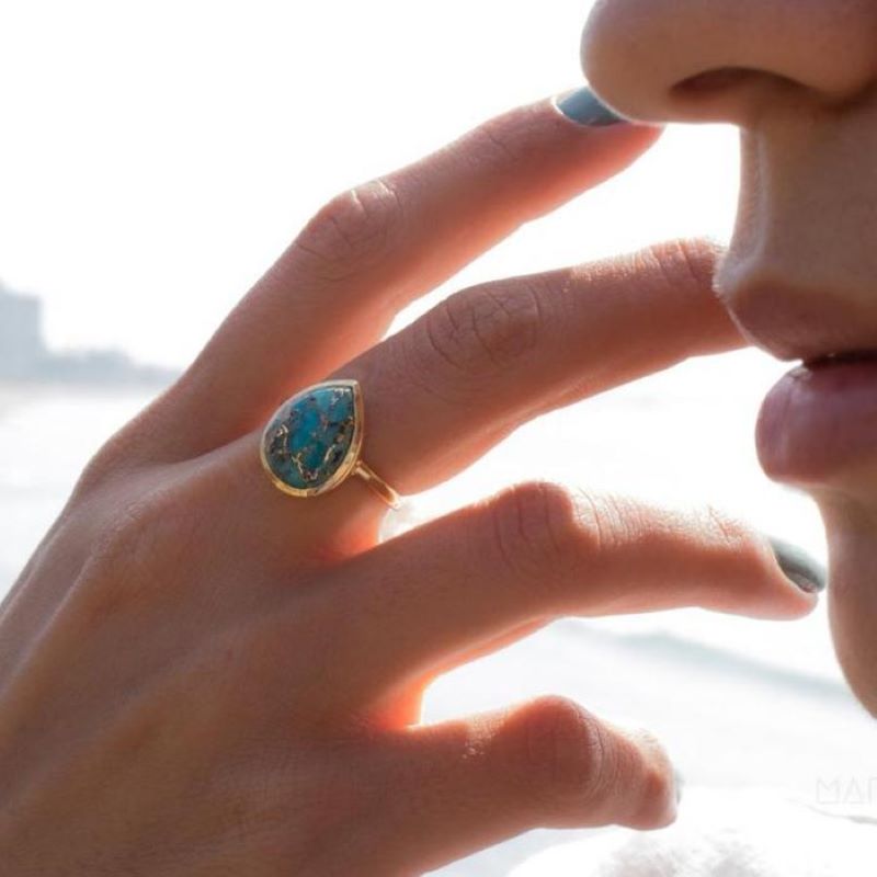 Bague Goutte Bohème Turquoise