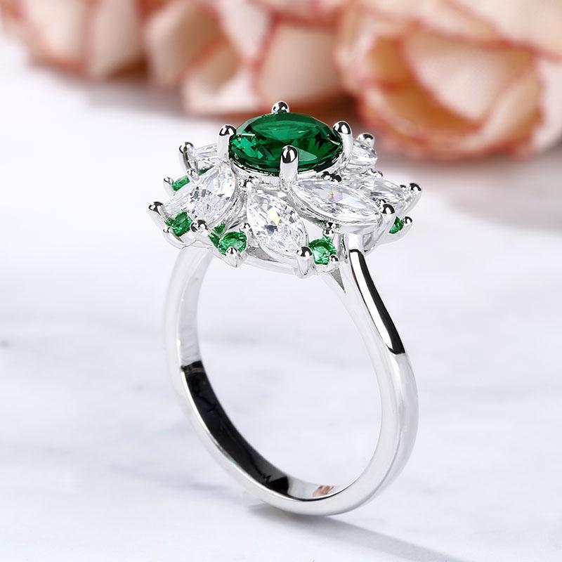 Halo Round Cut Sterling Silver Ring-JE-Juri Elle