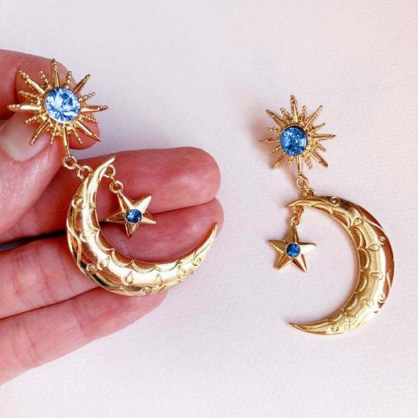 Bohemian Sun Star Moon Earrings