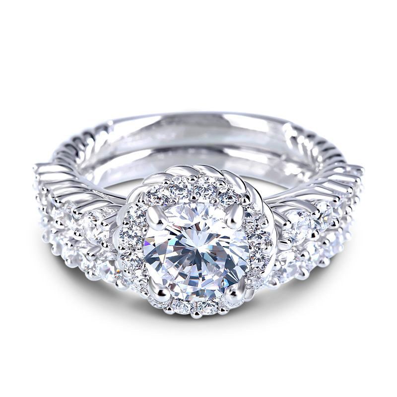 Braided Round Cut Sterling Silver Ring Set-JE-Juri Elle