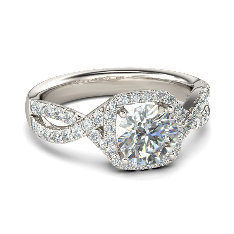 Twist Halo Round Cut Sterling Silver Ring-JE-Juri Elle