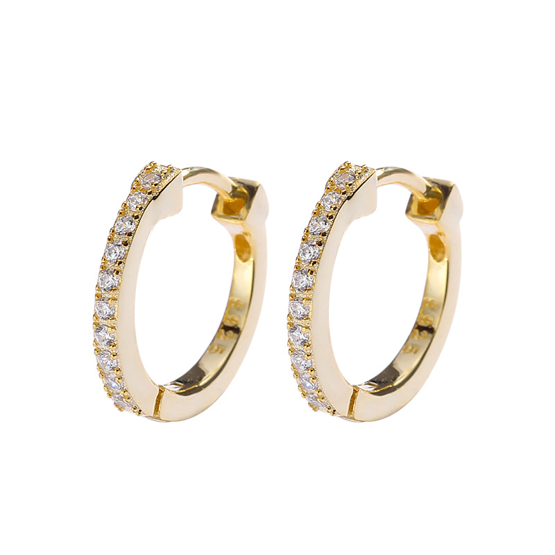 Elegant Vintage Round Cut Sterling Silver Plated Gold Earring