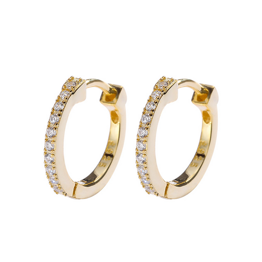 Elegant Vintage Round Cut Sterling Silver Plated Gold Earring