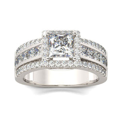 Contemporary Design Princess Cut Sterling Silver Ring-JE-Juri Elle
