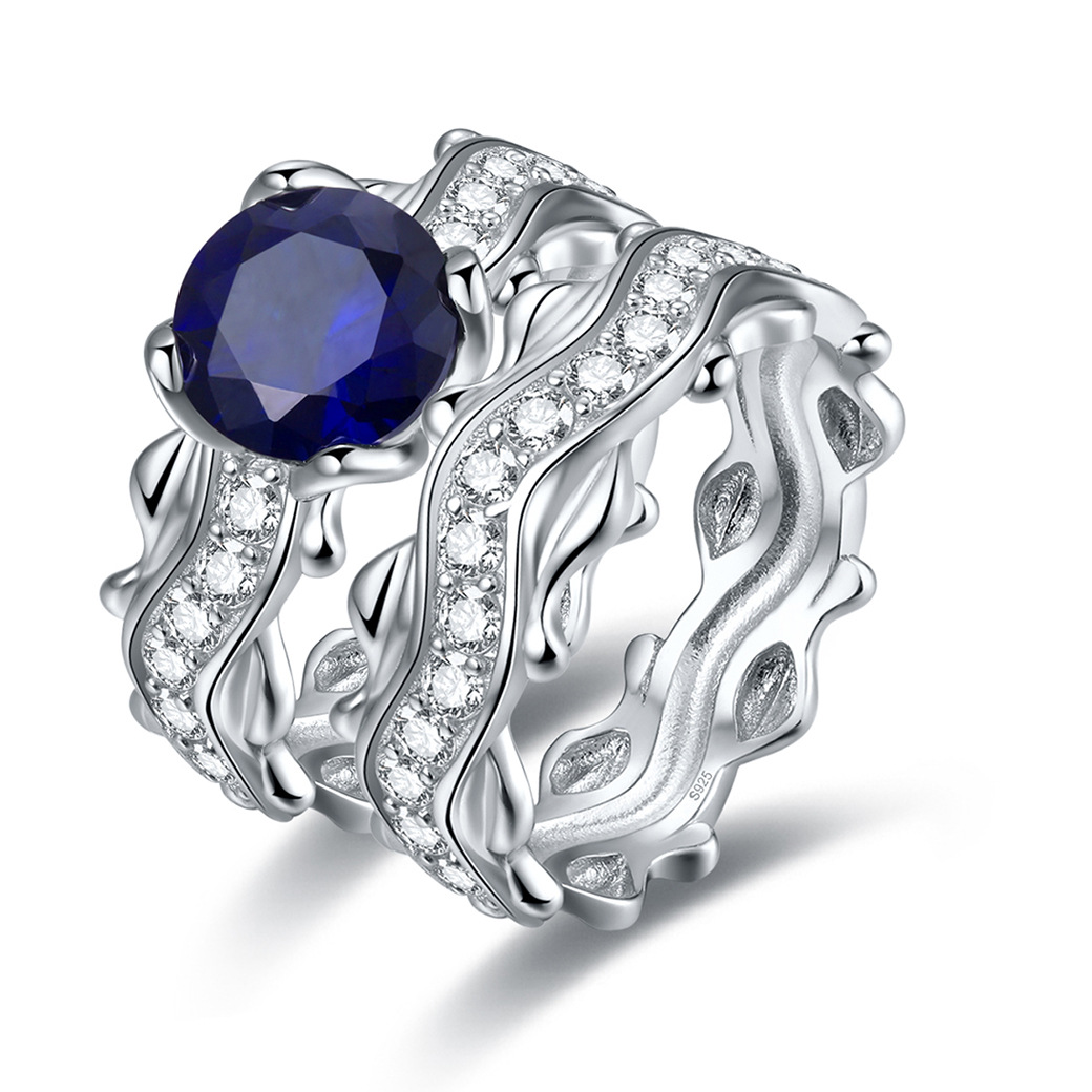 Classic Round Cut Sterling Silver Ring Set-ZX-Juri Elle