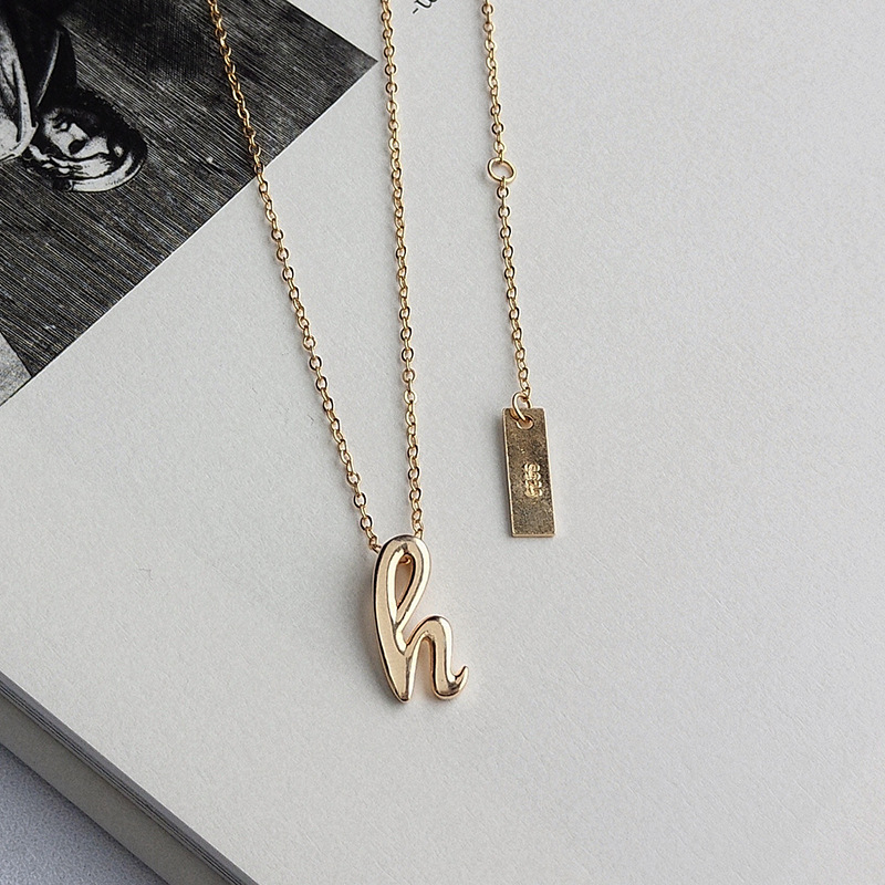 Single Letter Round Cut Sterling Silver Necklace