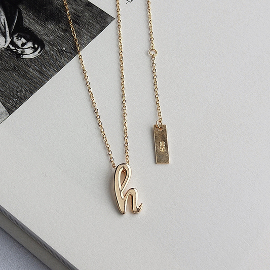 Single Letter Round Cut Sterling Silver Necklace