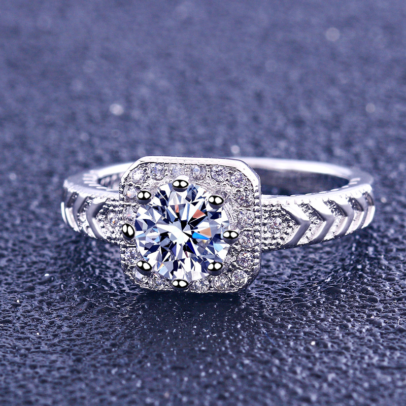 Halo Round Cut Sterling Silver Ring-TL-Juri Elle