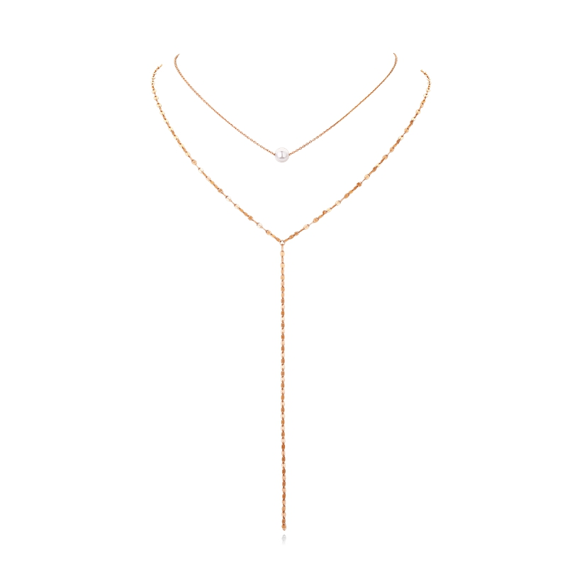 Glossy Pearl Combination Sterling Silver Necklace