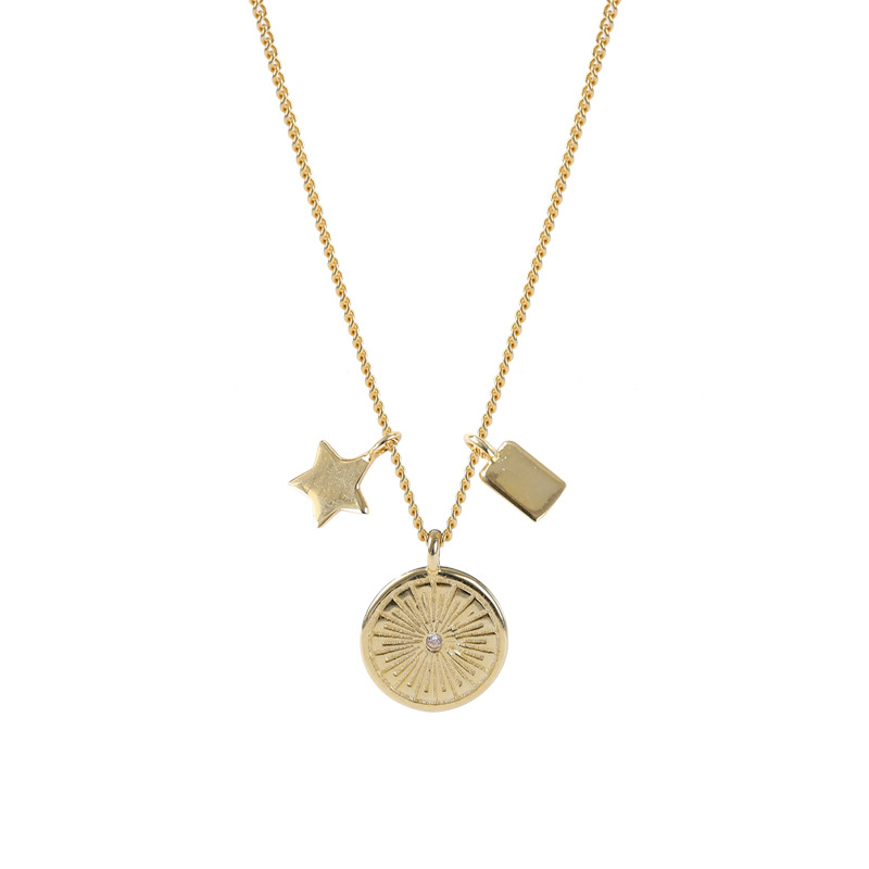 Guard Galaxy Sterling Silver Plated Gold Necklace