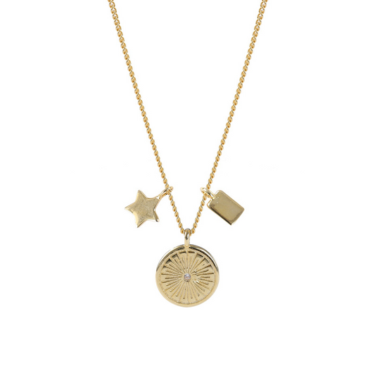 Guard Galaxy Sterling Silver Plated Gold Necklace