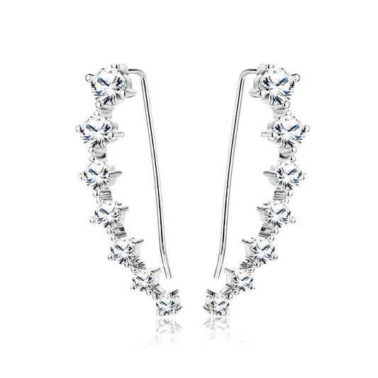 Simple Classic Sterling Silver Earrings Climbers-JE-Juri Elle