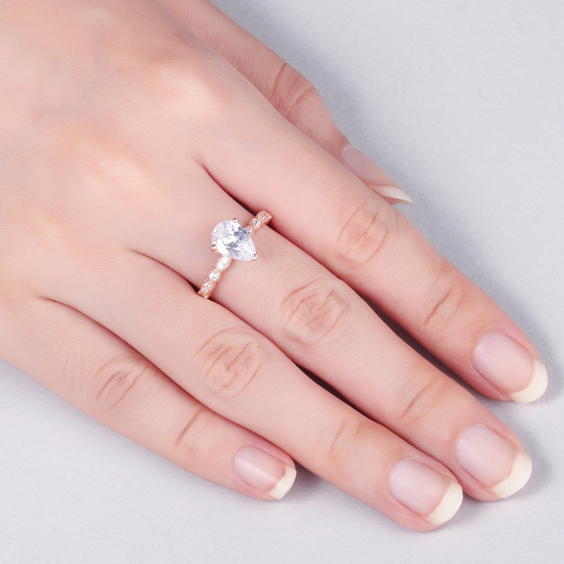 Drop Pear Cut Sterling Silver Ring For Women-TL-Juri Elle