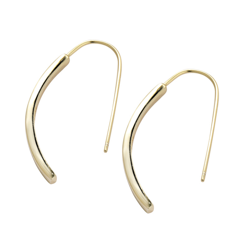 U-shaped Sterling Silver Plated Gold Stud Earring