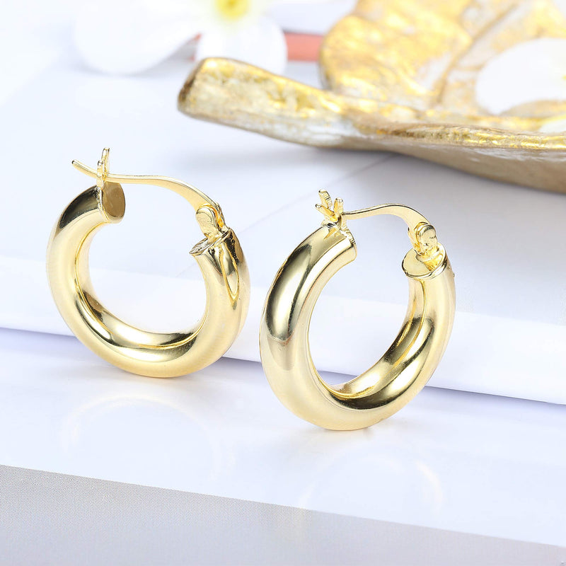 Round-Tube Thick Chunky Click-Top Light-weight Hoop Earrings for Women