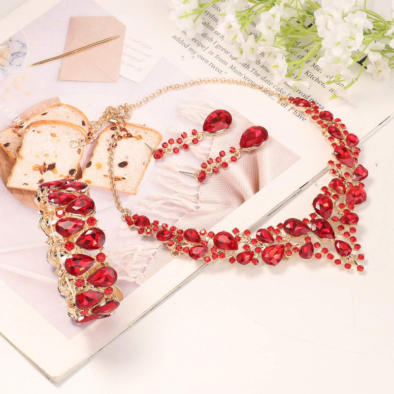 Ensembles de bijoux de mariée en strass pour femmes collier boucles d'oreilles bracelet ensemble pour mariage strass demoiselle d'honneur cadeaux adaptés à la robe de mariée