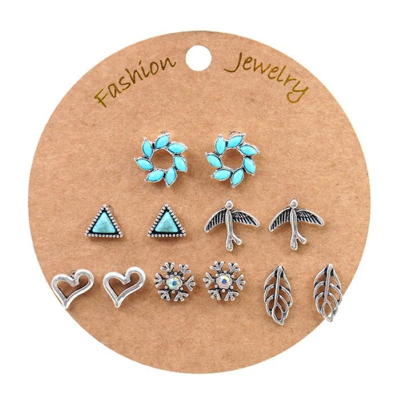 Bohemian Gold Tassel Earrings Set 6 Pairs