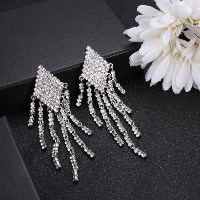 Bridal Tassel Necklace Dangle Earrings Set