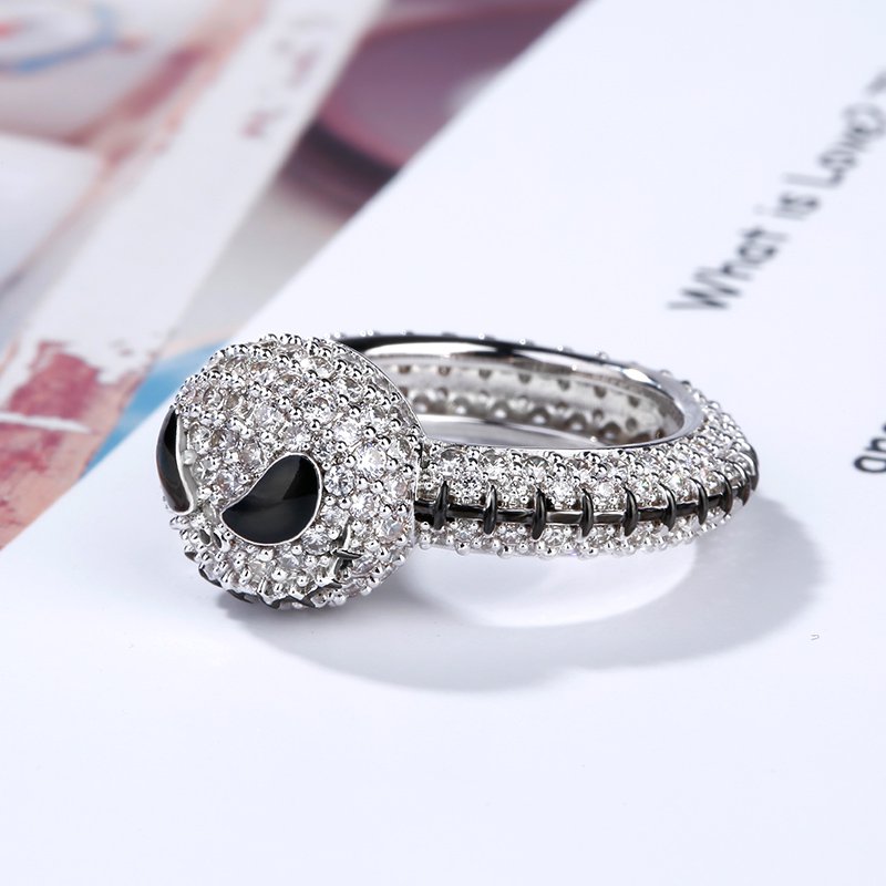 "Pumpkin King" "Jack Skull" Cute Halloween Christmas Gift Sterling Silver Skull Ring-JE-Juri Elle