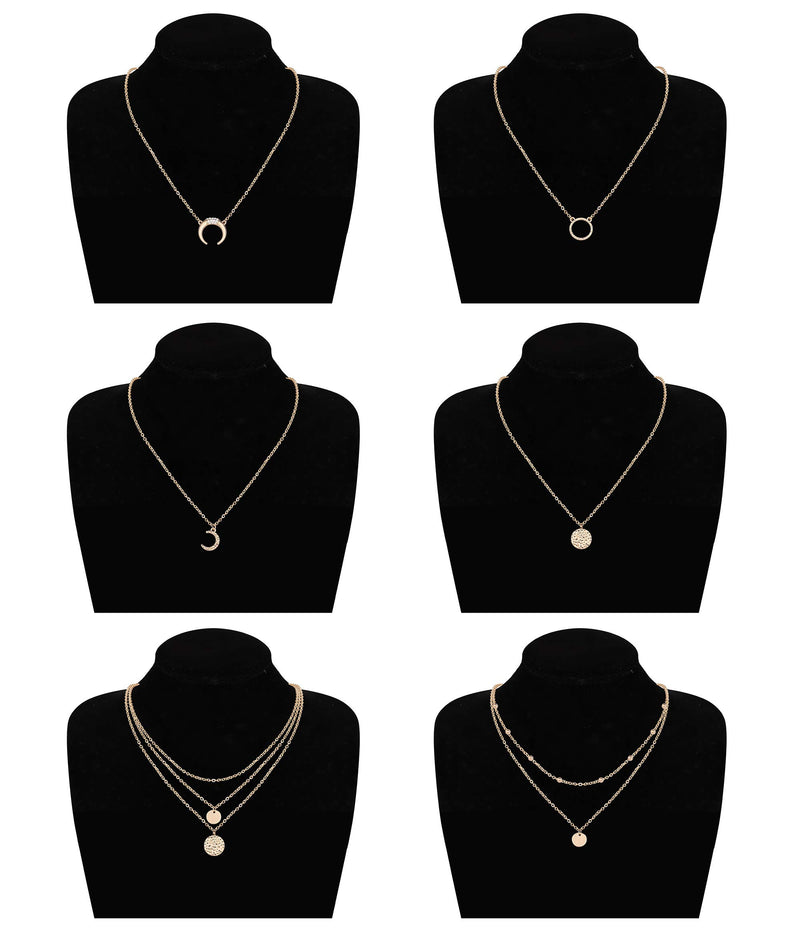Dainty pendentif colliers pour femmes minimaliste Simple Karma cercle pièce disque croissant Chokers mode couches Y-colliers
