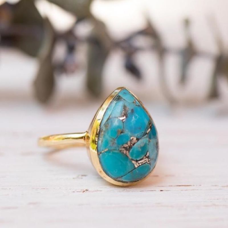 Bague Goutte Bohème Turquoise